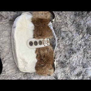 100% Authentic Coach White Faux Fur Shoulder Bag